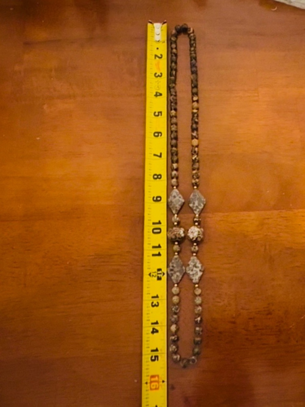 Natural Jasper Beaded Necklace - Brown Patterned - Picture 2 of 5